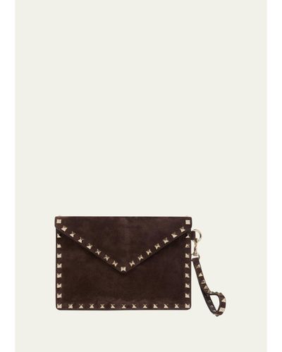 Valentino Garavani Rockstud Suede Wristlet Pouch Bag
