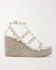 VALENTINO GARAVANI Rockstud Tourchon metallic leather espadrille wedge sandals - 1