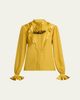 Valentino Garavani Ruffle Pleated Silk Blouse - 1