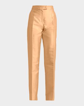 Valentino Garavani Shantung Silk Straight-Leg Pants