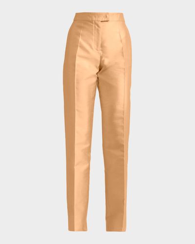 Valentino Garavani Shantung Silk Straight-Leg Pants