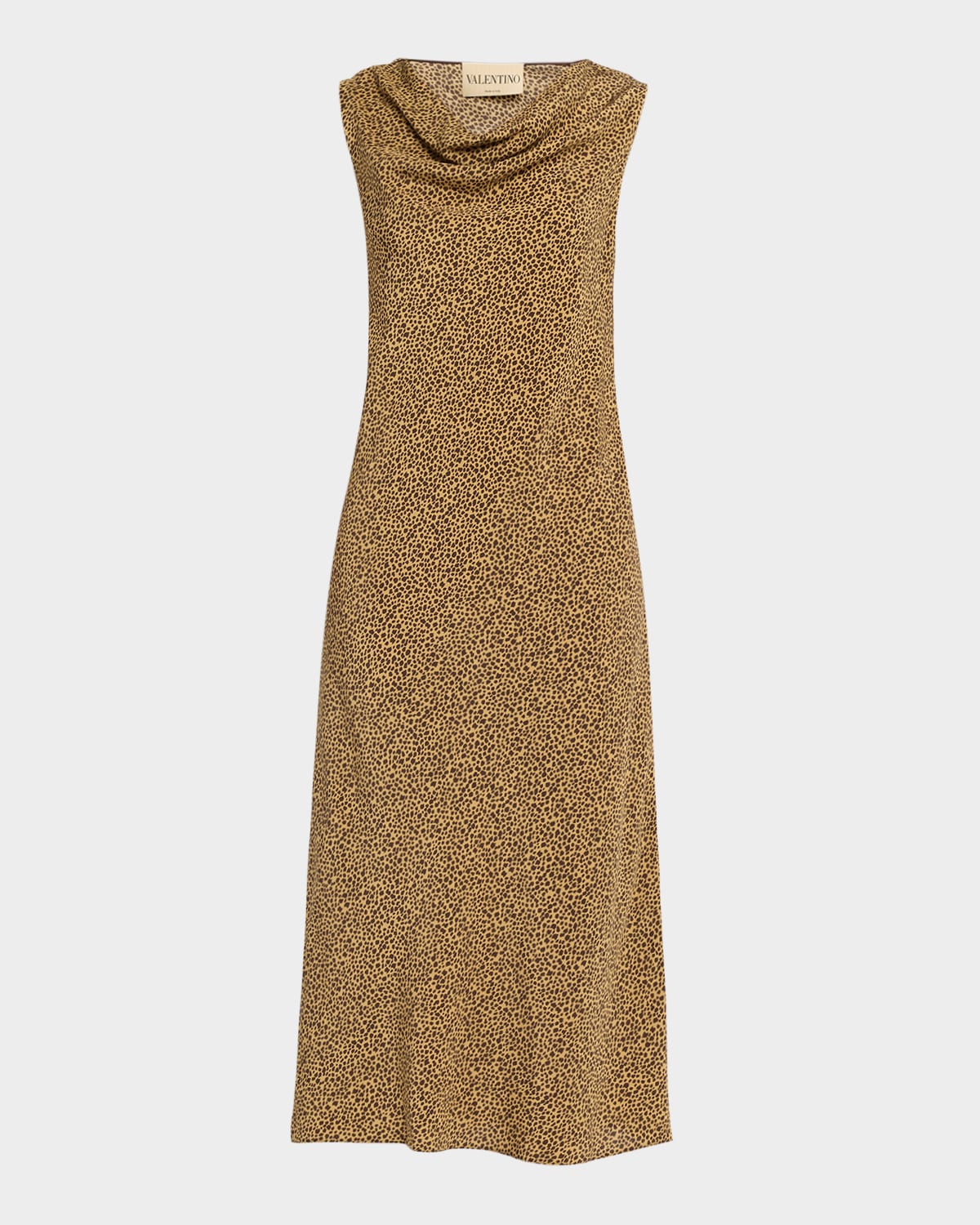 Valentino Garavani Sleeveless Leopard-Print Silk Draped Midi Dress