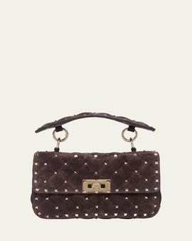 Valentino Garavani Small Quilted Rockstud Suede Shoulder Bag