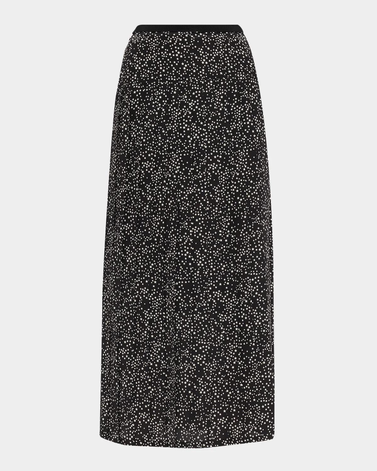 Valentino Garavani Star-Print Silk Midi Skirt
