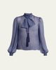 Valentino Garavani Tassel Bow-Neck Crinkle Chiffon Blouse - 1