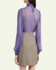 Valentino Garavani Tassel Bow-Neck Crinkle Chiffon Blouse - 3
