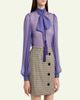 Valentino Garavani Tassel Bow-Neck Crinkle Chiffon Blouse - 4