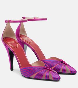 Valentino Garavani Valentino Garavani Annine leather-trimmed satin pumps