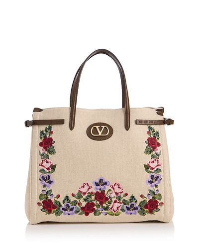 Valentino Garavani Valentino Garavani Antibes VLogo Medium Embroidered Tote