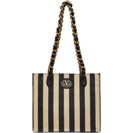 Valentino Garavani Valentino Garavani Beige & Black Jean Small Tote