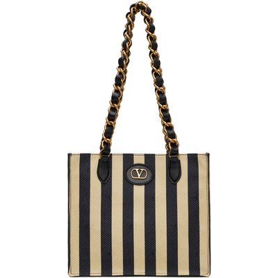 Valentino Garavani Valentino Garavani Beige & Black Jean Small Tote