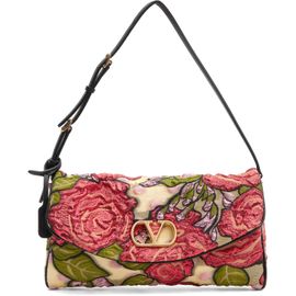 Valentino Garavani Valentino Garavani Beige & Red DeVain Small Shoulder Bag