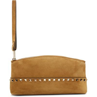 Valentino Garavani Valentino Garavani Beige Rockstud Suede Pouch