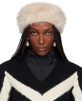 Valentino Garavani Valentino Garavani Beige VLogo Signature Faux-Fur Headband