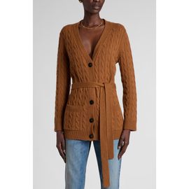 Valentino Garavani Valentino Garavani Belted Cable Stitch Cashmere Cardigan