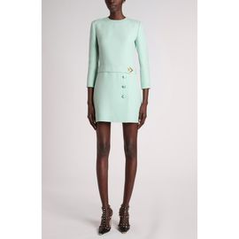 Valentino Garavani Valentino Garavani Belted VLOGO Wool & Silk Crepe Couture Minidress