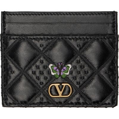 Valentino Garavani Valentino Garavani Black Flutterby Shiny Nappa Butterfly Card Holder
