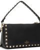Valentino Garavani Valentino Garavani Black Grained Leather Rockstud Small Shoulder Bag - 3