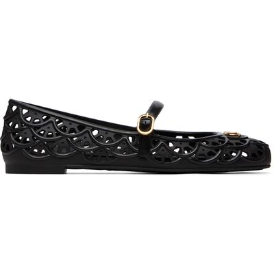 Valentino Garavani Valentino Garavani Black Ondette Rubber Ballerina Flats