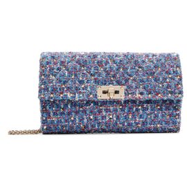 Valentino Garavani Valentino Garavani Blue & Red Tweed Rockstud Spike Bag