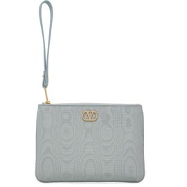 Valentino Garavani Valentino Garavani Blue VLogo Signature Moiré Fabric Clutch
