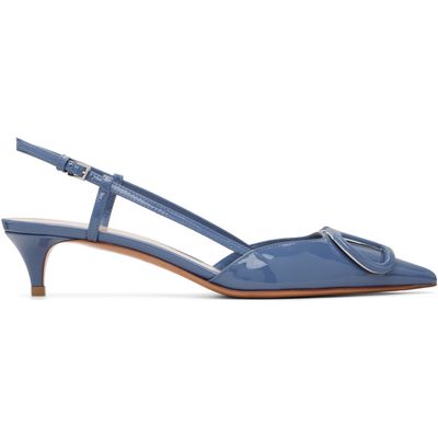 Valentino Garavani Valentino Garavani Blue VLogo Signature Patent Slingback Heels