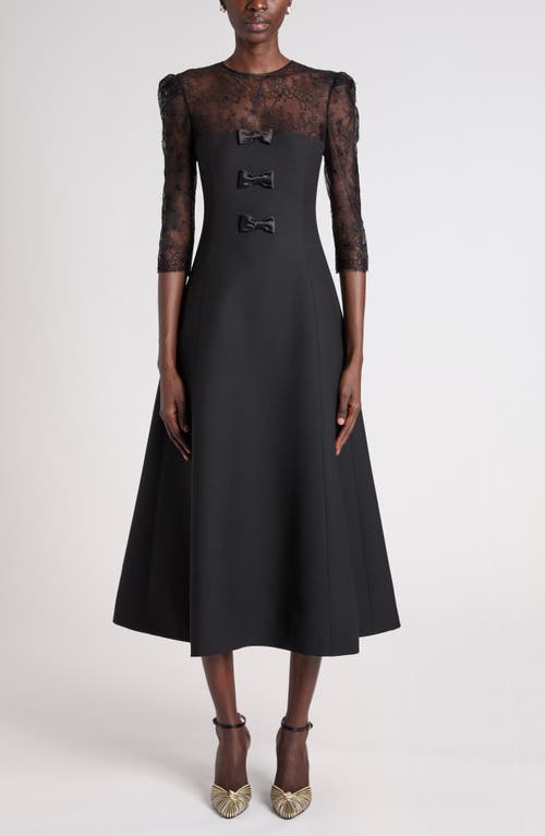Valentino Garavani Valentino Garavani Bow Detail Lace & Crepe Midi Dress