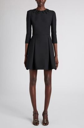 Valentino Garavani Valentino Garavani Bow Embellished Pleated Minidress