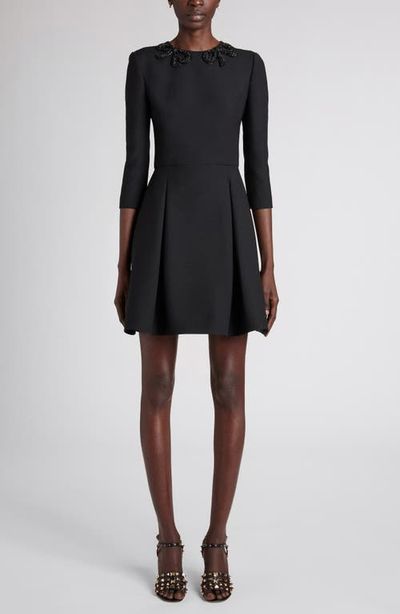 Valentino Garavani Valentino Garavani Bow Embellished Pleated Minidress