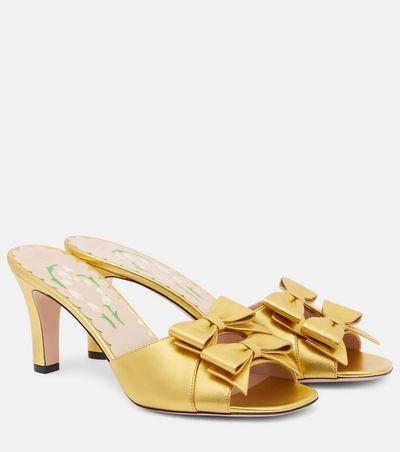 Valentino Garavani Valentino Garavani Bowow metallic leather mules