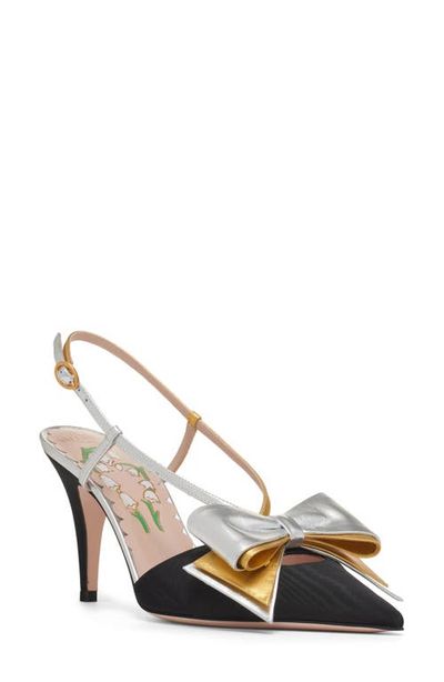 Valentino Garavani Valentino Garavani Bowow Pointed Toe Slingback Pump