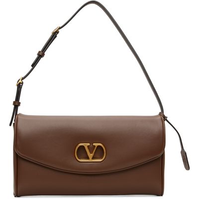 Valentino Garavani Valentino Garavani Brown Devain Nappa Small Shoulder Bag