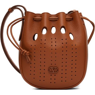 Valentino Garavani Valentino Garavani Brown Medium Drawstring VLogo Signature Bag
