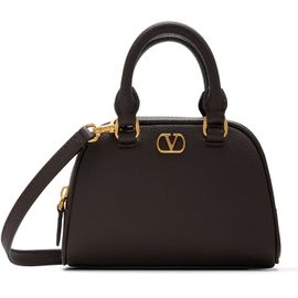 Valentino Garavani Valentino Garavani Brown Mini VLogo Signature Bowling Bag