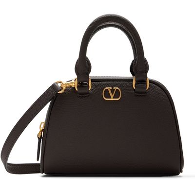 Valentino Garavani Valentino Garavani Brown Mini VLogo Signature Bowling Bag