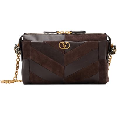Valentino Garavani Valentino Garavani Brown Panthea Small Shoulder Chevron Pattern Bag