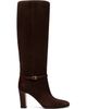 Valentino Garavani Valentino Garavani Brown Pattie Crust Leather Boots - 1