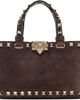 Valentino Garavani Valentino Garavani Brown Rockstud Suede Mini Shopping Tote - 1