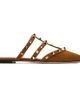 Valentino Garavani Valentino Garavani Brown Rockstud Suede Mule Flats - 1