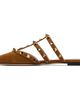 Valentino Garavani Valentino Garavani Brown Rockstud Suede Mule Flats - 3