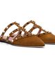 Valentino Garavani Valentino Garavani Brown Rockstud Suede Mule Flats - 4