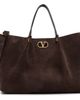 Valentino Garavani Valentino Garavani Brown Soft Suede Large Shopping Tote - 1