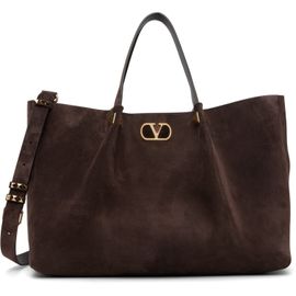 Valentino Garavani Valentino Garavani Brown Soft Suede Large Shopping Tote