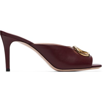 Valentino Garavani Valentino Garavani Burgundy VLogo Signature Heeled Sandals