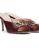 Valentino Garavani Valentino Garavani Burgundy VLogo Signature Heeled Sandals - 4