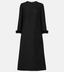 Valentino Garavani Valentino Garavani Crepe Couture feather-trimmed midi dress