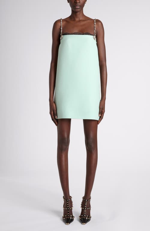 Valentino Garavani Valentino Garavani Crystal & Lace Trim Wool & Silk Crepe Minidress
