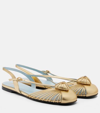 Valentino Garavani Valentino Garavani CÅur Royal metallic leather slingback flats
