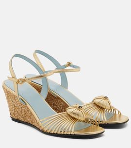 Valentino Garavani Valentino Garavani CÅur Royal metallic leather wedge sandals