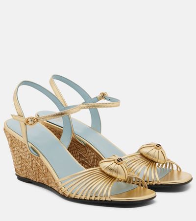 Valentino Garavani Valentino Garavani CÅur Royal metallic leather wedge sandals